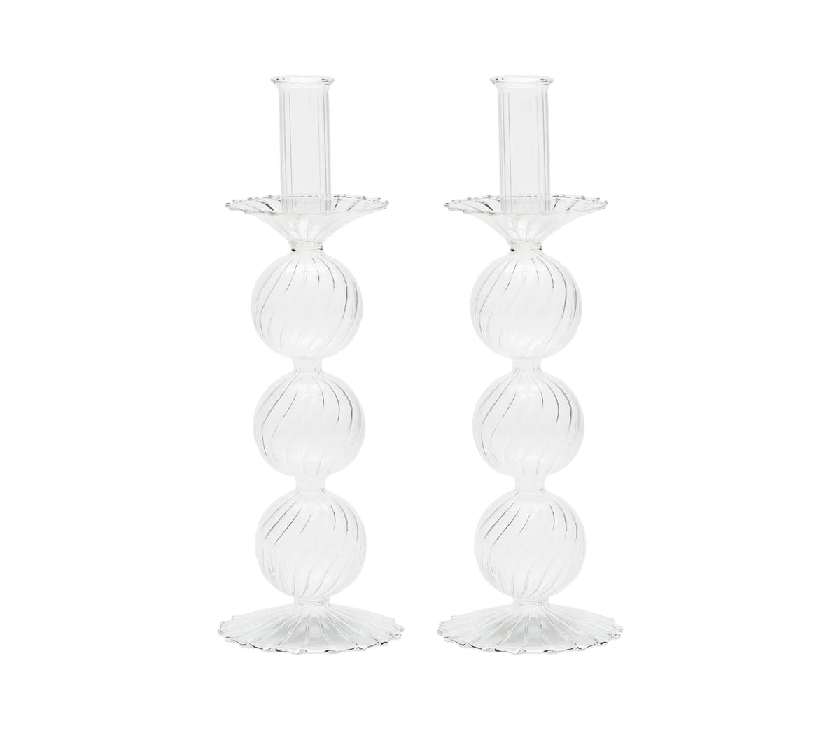 Iris Clear Candlestick Set of 2