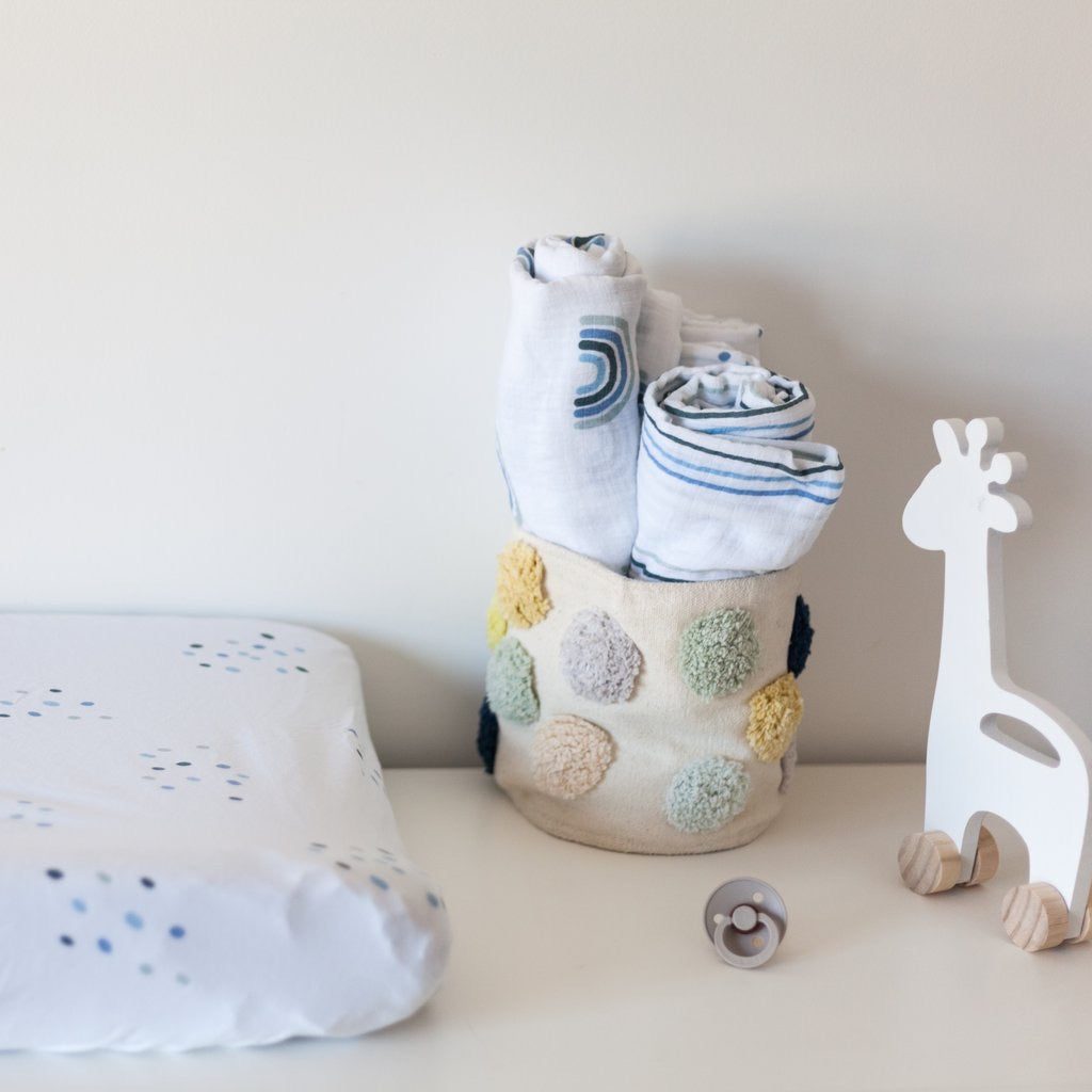 Blue Rainbow Swaddle Set