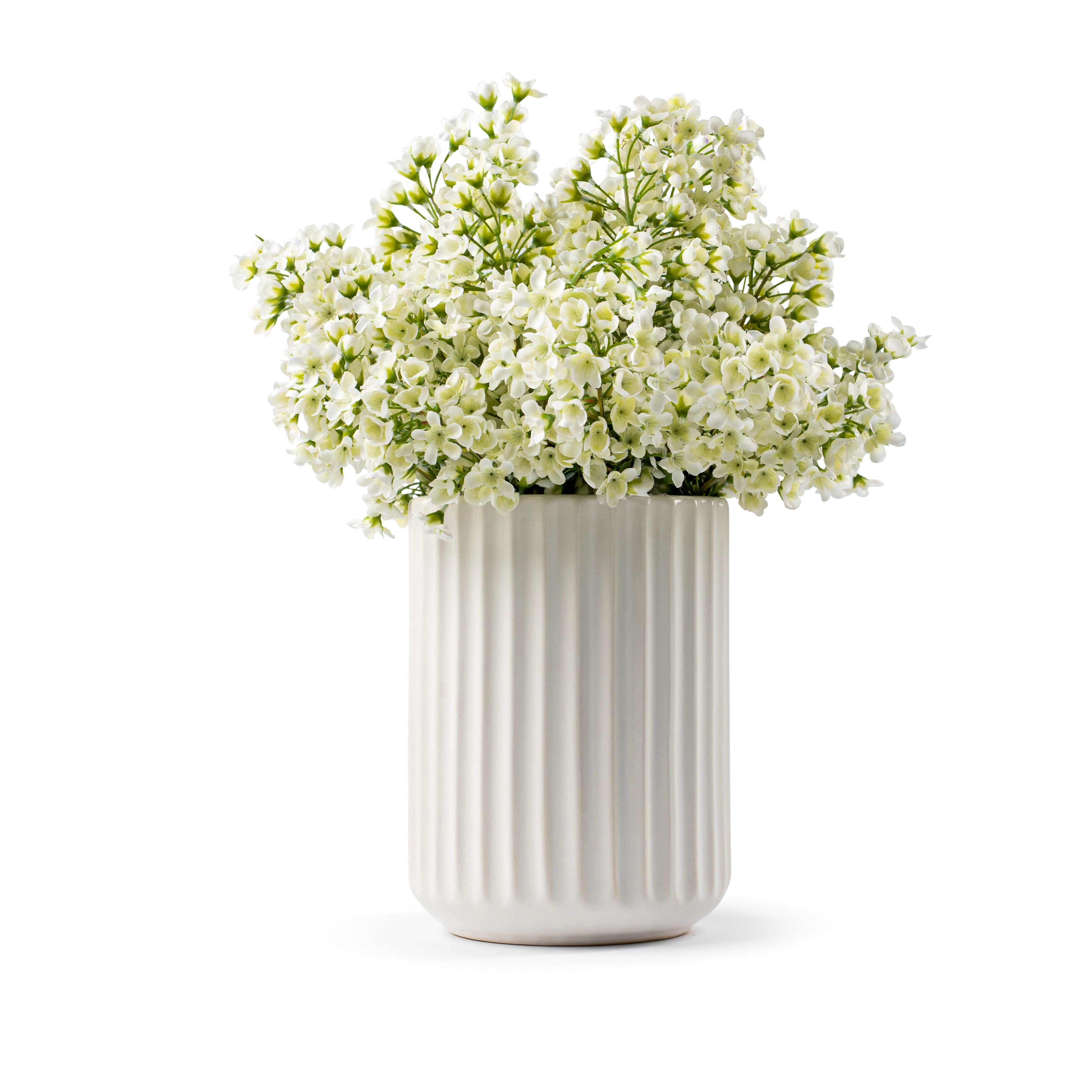 DH White Bud Ribbed Floral Arrangement