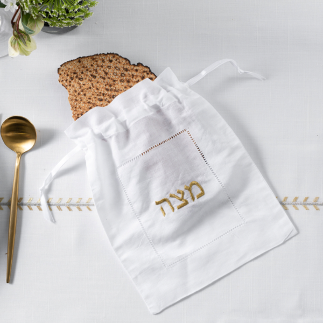 Hemstitch Gold Matza Bags Set Of 6