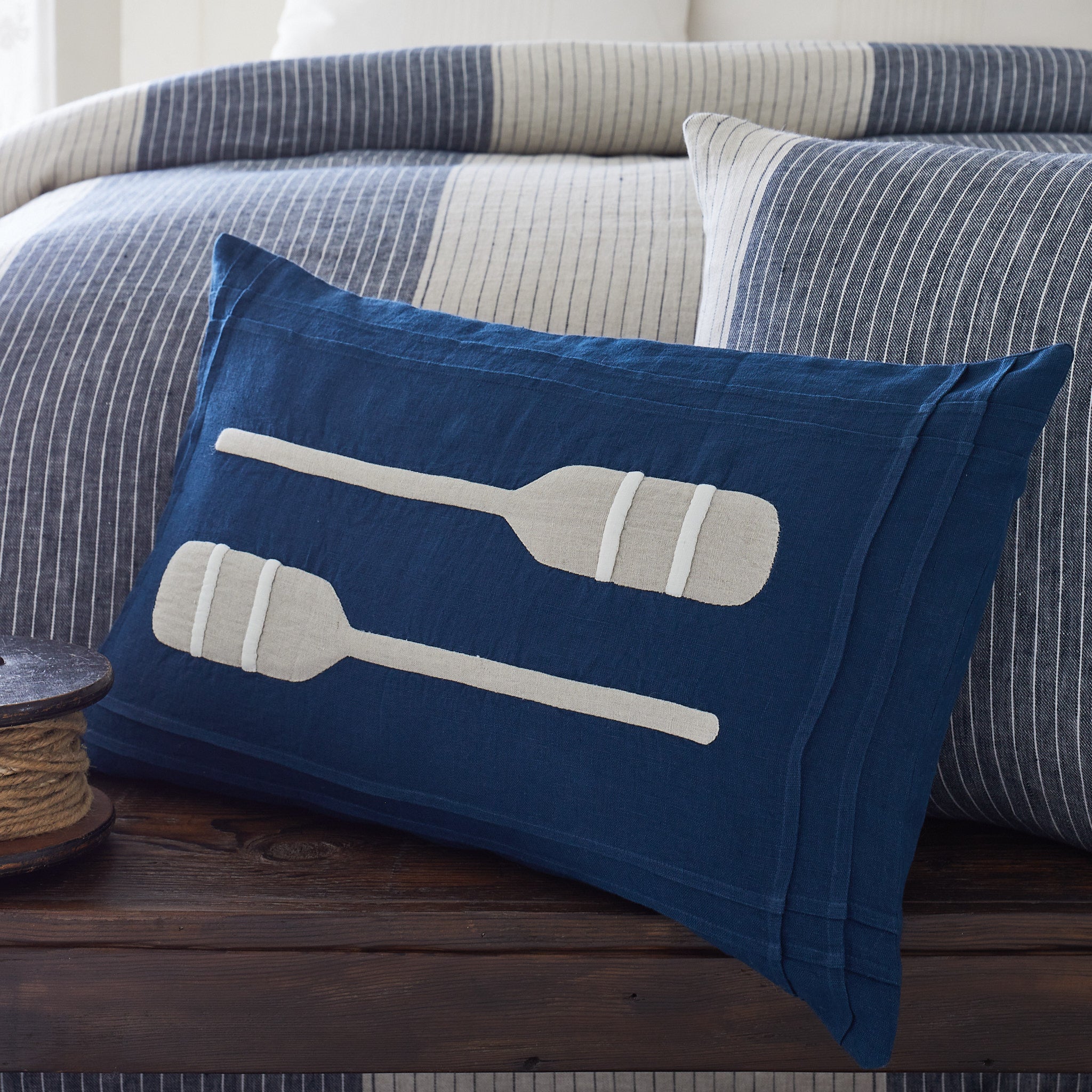 Indigo Paddles Lumbar Accent Pillow