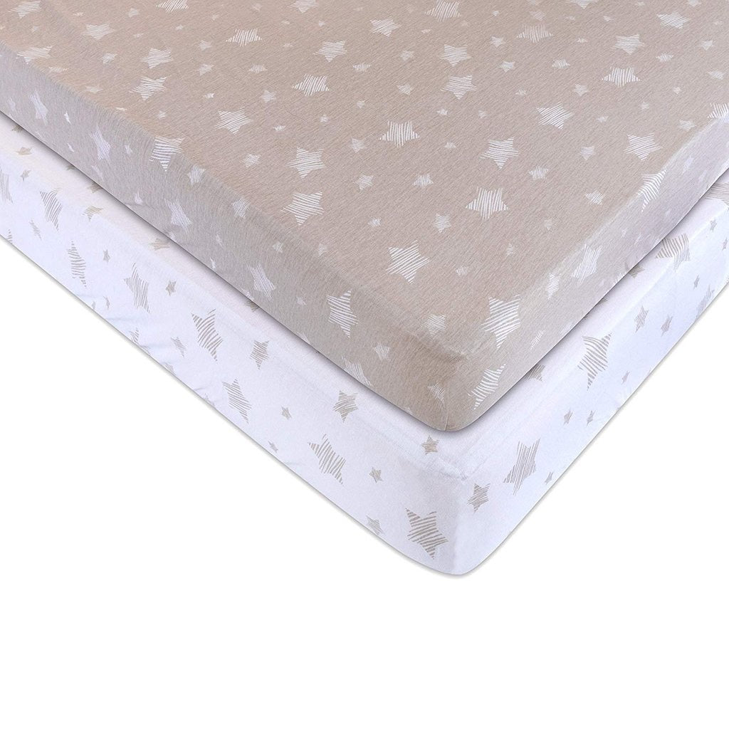 Tan Drawn Star Crib Sheet Set