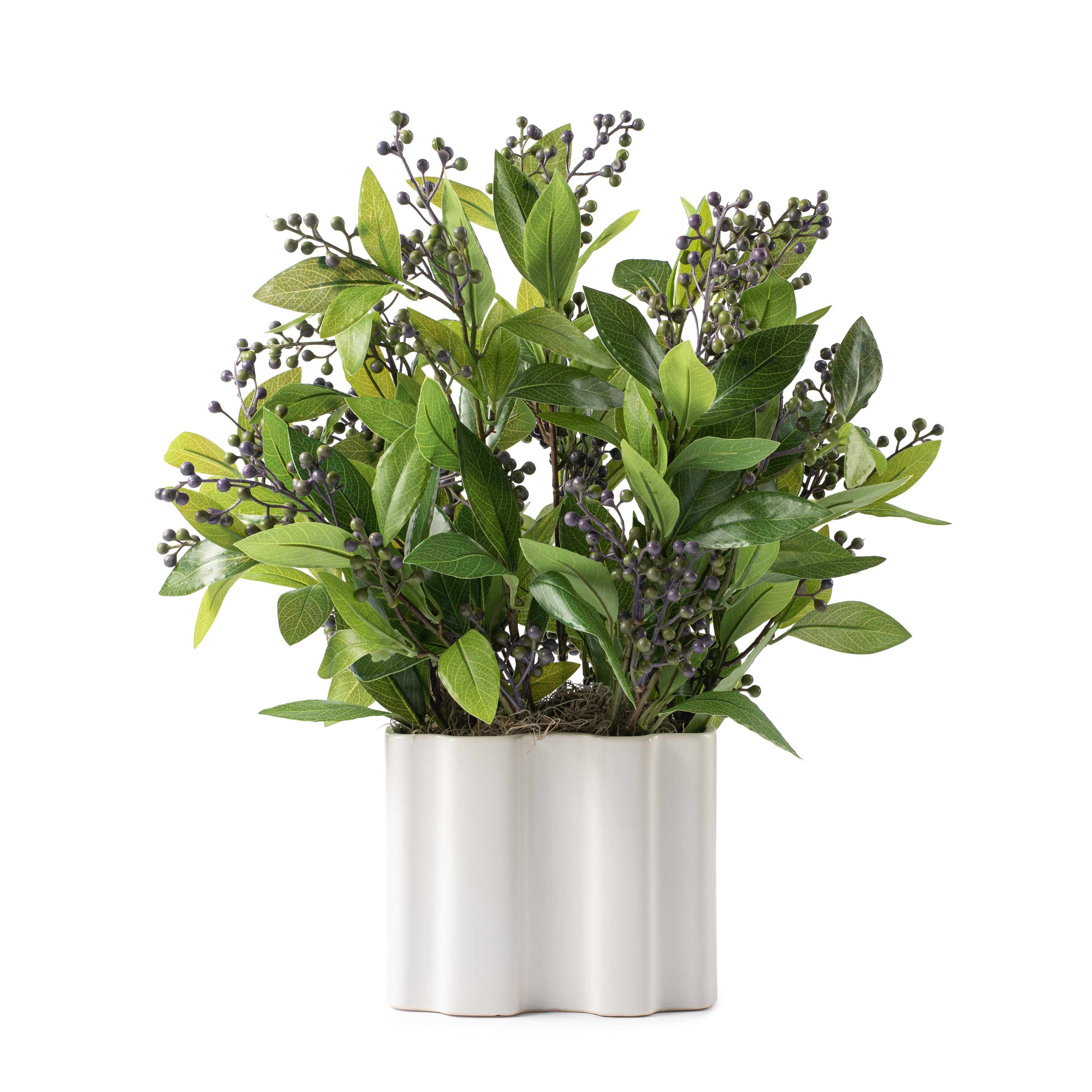 DH Laurel Berries Leaf In Ribbed Vase