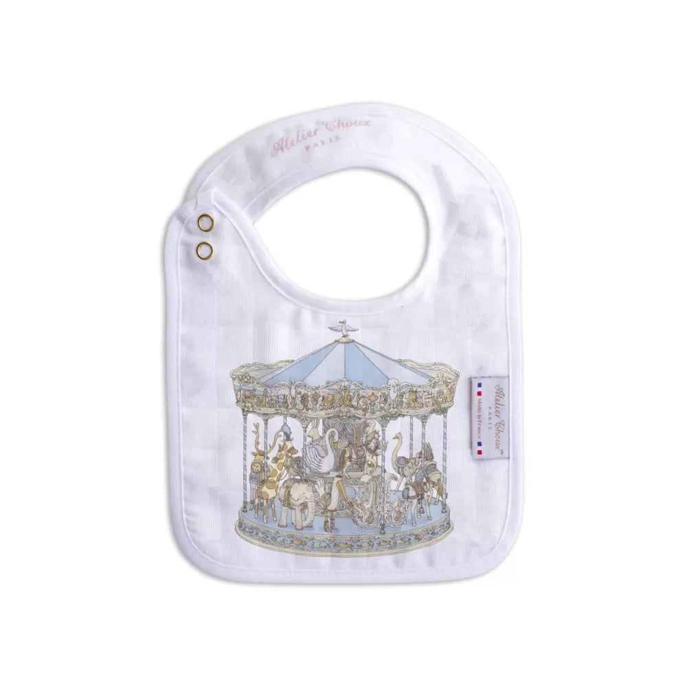 Atelier Choux Blue Carousel Baby Bib