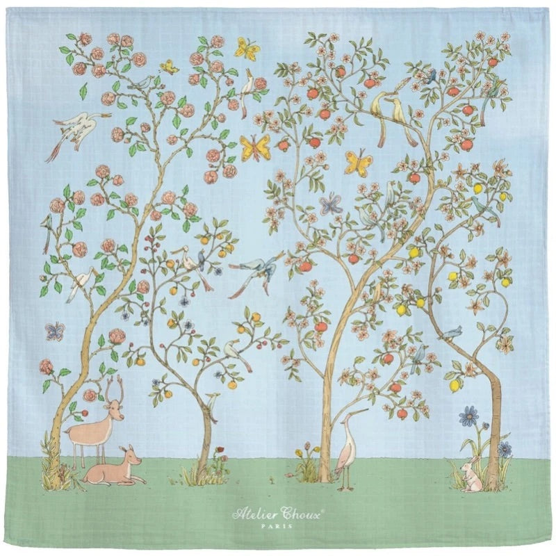 Atelier Choux Blue Bloom Swaddle Blanket