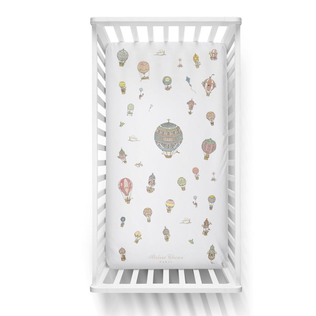 Atelier Choux Hot Air Balloon Satin Crib Sheet