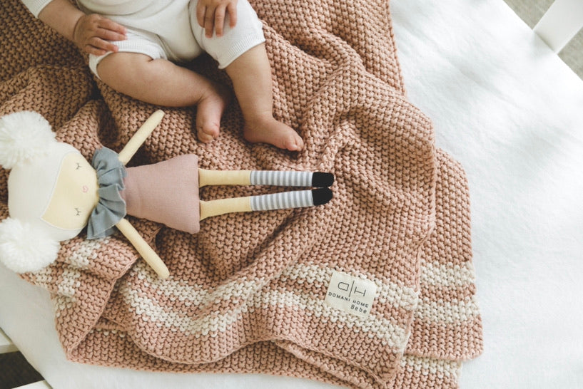 DH Marici Pink Shell Striped Baby Blanket